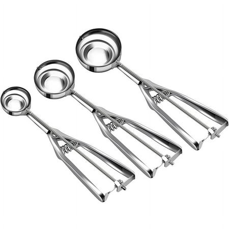 

JINGDAN Ice Cream Scoop Set with Multiple Size Trigger Stainless Steel Cookie Scoops Set Of 3 for Baking