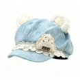 thumbnail image 3 of Women Y2K Cutecore Beret Hat Kawaii Strawberry Cake Cat Ears Cap Sweet Suede Newsboy Style Aesthetic Outfit Accessories for Daily Party Blue M, 3 of 4