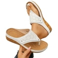 thumbnail image 6 of CYMMPU Women's Hollow Floral Thong Wedge Sandals, Open Toe Platform Flip Flop Slippers, Lightweight Summer Beach Outdoor Shoes White 43, 6 of 9
