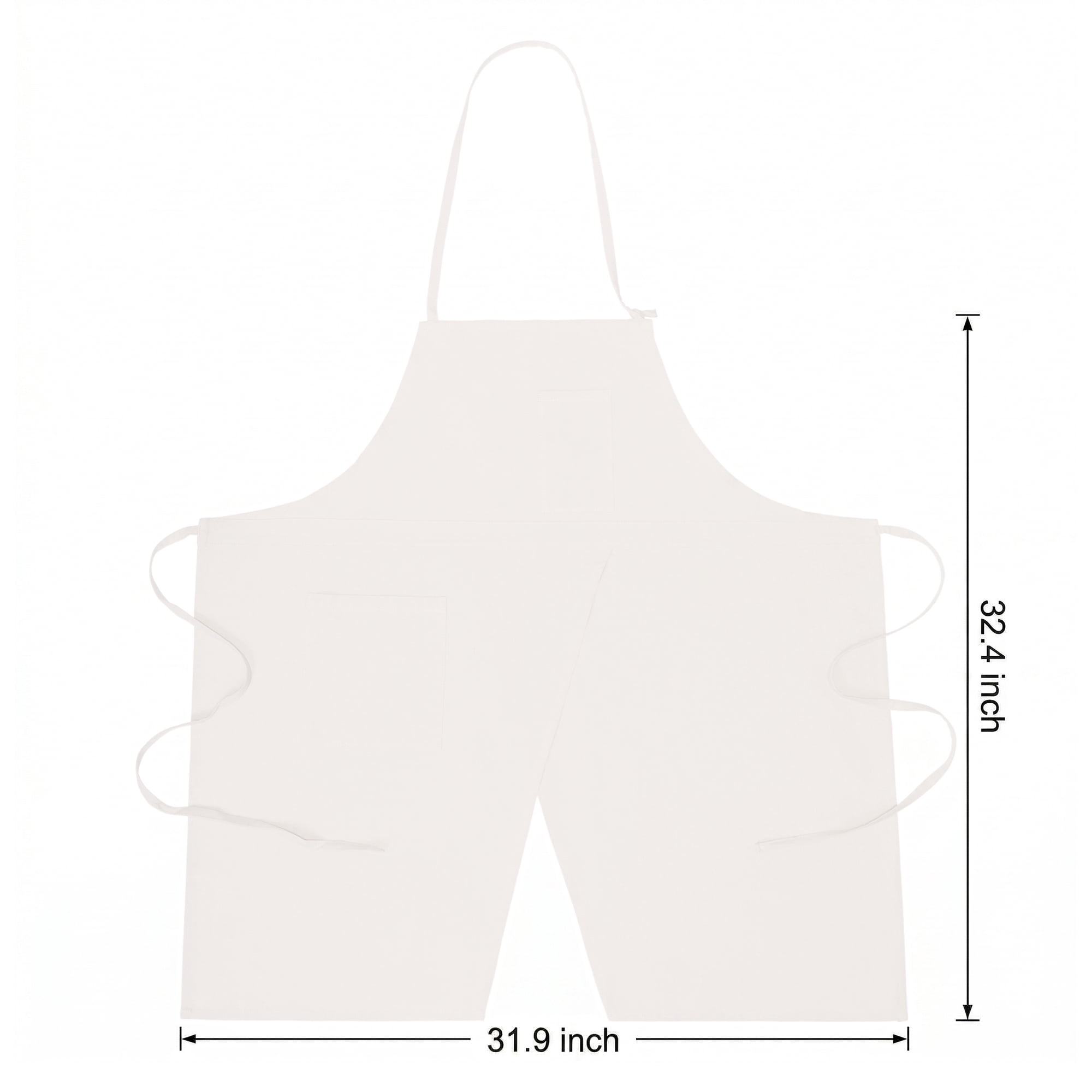 Unique Bargains Farmhouse Durable Cotton Apron with Pockets 32.4x31.9in Khaki Beige