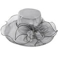 thumbnail image 4 of Fgnfyis Elegant Womens Wide Brim Sun Hat Floral Design Summer Beach Dress Hat for Outdoor Wedding Shower Grey One Size, 4 of 4