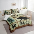 thumbnail image 3 of Manfei Wildlife Bear Kids Bedding Comforter Set 7pcs, Vintage Western Lake House Queen Bedding Sets, Rustic Theme Reversible Queen Sheet Sets, Microfiber Bedroom Decor, 3 of 7