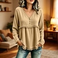 thumbnail image 2 of NominalSnug Tassel Tops for Women Fall Winter Long Sleeve Shirts V Neck Babydoll Loose Fit Blouses, 2 of 6