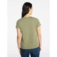 thumbnail image 3 of Time and Tru Women's Slub Crewneck Tee with Short Sleeves, Sizes XS-XXXL, 3 of 5