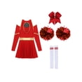 thumbnail image 6 of vastwit Women Cheerleading Outfit Cheer Dress with Pom Poms Hair Bow and Knee High Socks for Stage Performance Red A L, 6 of 7