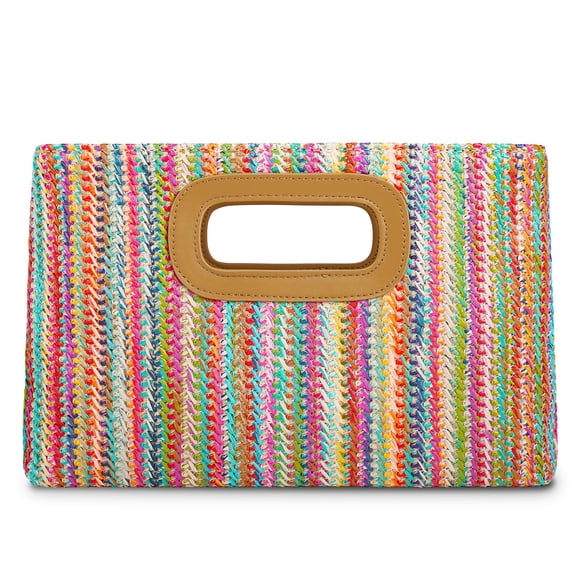 Bolso de mano de paja Kseymeir con asa superior para mujer, colorido