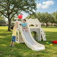 thumbnail image 4 of TLSUNNY Kids Slide Climber Set with Telescope, Basketball Hoop & Tunnel, Indoor Outdoor Toddler Playset, 4 of 8