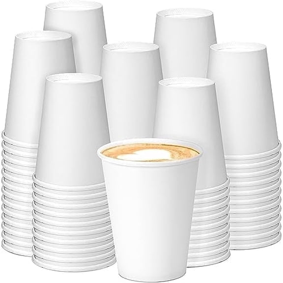 Fit Meal Prep [100 Pack] 8 Oz Disposable Paper Coffee Cups, To Go Coffee Cups for Hot and Cold Beverage, On the Go Cups for Coffee, Hot Chocolate, Tea, Cortado, Water and Juice