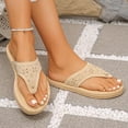 thumbnail image 4 of Womens Beige Flip Flops, Comfortable Toe Post Sandals with Perforated Design, Casual Slip On Summer Beach Shoes,Size 8.5, 4 of 9