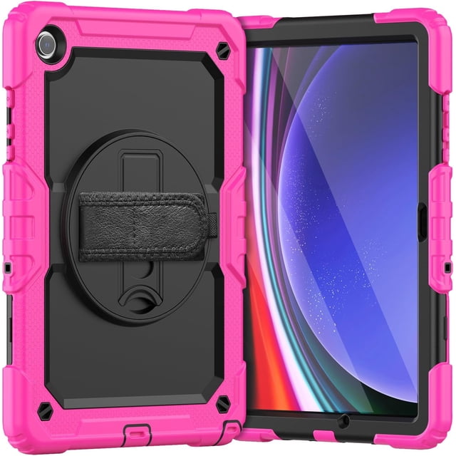 Funda para Samsung Galaxy Tab A9 Plus 11'' 2023 (SM-X210/X216/X218), Funda Protectora Resistente a Golpes con Protector de Pantalla, Soporte Giratorio de 360°, Correa para Mano/Hombro y Soporte para