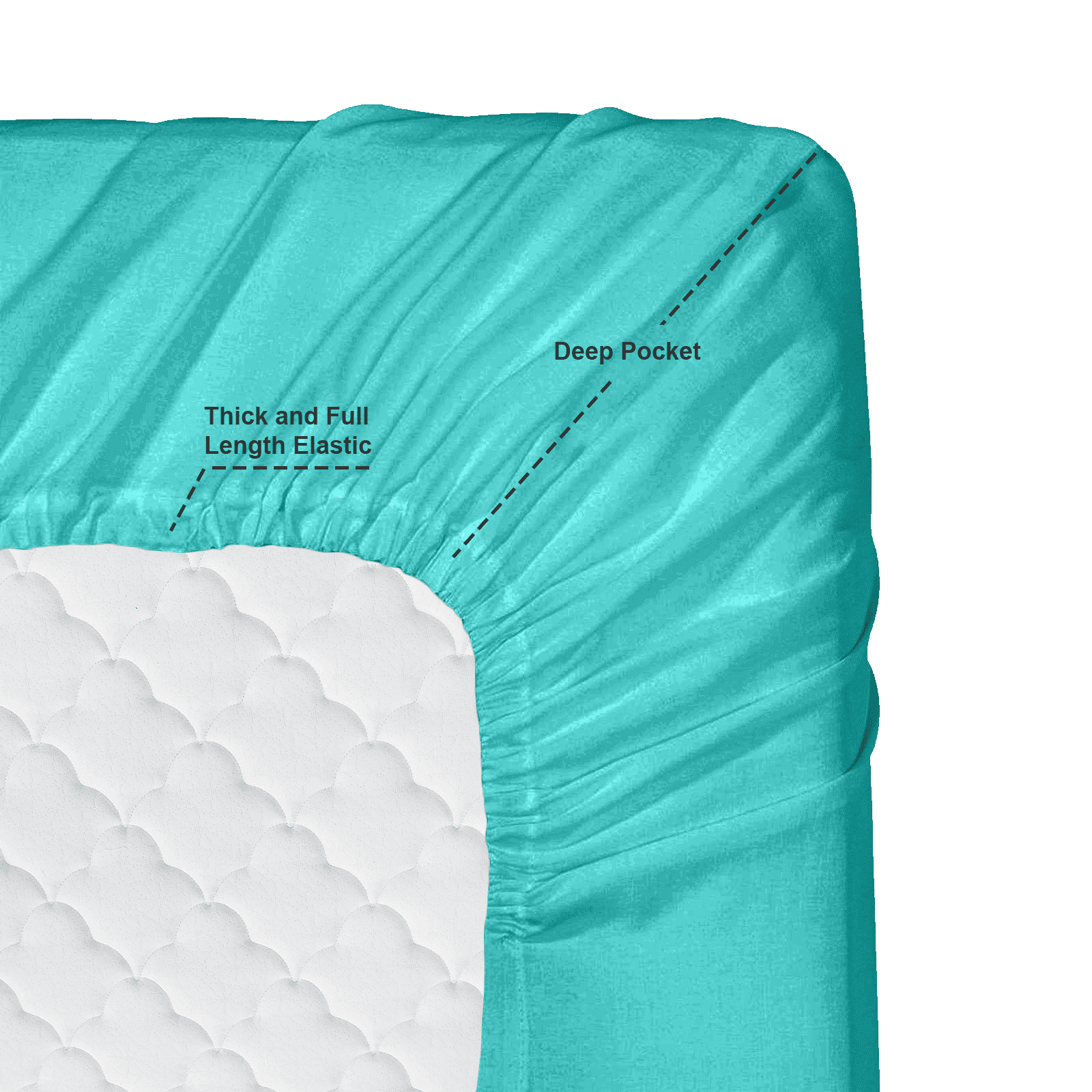 Clara Clark 1800 Microfiber Collection 18" - 21" Extra Deep Pocket Fitted Sheet, Twin Size, Teal