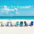 thumbnail image 2 of Portable Beach Chair for Adults, Outdoor Lightweight Camping Chair Lay Flat Folding Backpack Beach Reclining Chair with 4 Positions, Headrest, Cooler Pouch, Cup Holder, Ocean Striped, 2 of 7