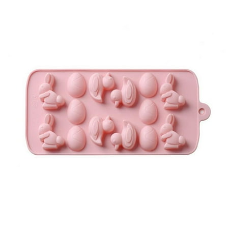 Duck Cake Mold - Jeobest Silicone 3D Mold Cake - Cake Fondant Mold - Fondant Molds Silicone - Silicone Cake Mold Mini - Easter 14 Holes Duck Rabbit Egg 3D Shape Silicone Cake Mold for Baking DIY Jelly Candy MZ