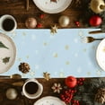 thumbnail image 3 of Christmas Cotton Linen Table Runner Winter Xmas Snowman Pine Tree Snowflakes Light Blue Dining Table Runners for Home Decor Party Dining Room Restaurant Kitchen Party 13" x 72", 3 of 9