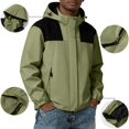 thumbnail image 5 of Lumtrix Men'S Color Block Hooded Rain Jacket Windproof Waterproof Zip Up Coat Lightweight Outdoor Hiking Windbreaker Coat Green S, 5 of 7