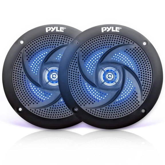 Waterproof Rated Marine Speakers, Low-Profile Slim Style Speaker Pair with Built-in LED Lights, 5.25-in. (180-Watt)