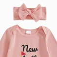 thumbnail image 3 of mgoYE Newborn Baby Girl Boy Fall Outfit Romper Football Golf Court Embroidery Long Sleeve Jumpsuit Bodysuit Cute Infant Clothes with Headband(Pink,0-3 Months), 3 of 5