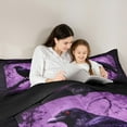 thumbnail image 6 of Manfei Halloween Crow Child Bedding Comforter Set 7-Piece, Black Purple King Bedding Sets, Tribal Hippie Damask Reversible Bed Sheets, Super Cozy Room Decor, 6 of 7