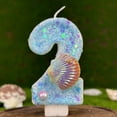 thumbnail image 2 of Mermaid Magic Birthday Number Candle, Glitter Seashell Pearl Decor Cake Topper for Kids Party,Number 2, 2 of 3