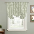 thumbnail image 2 of Sage Green Spring Leaves Balloon Curtains 63 Inch Length for Living Room/Bedroom, Pastoral Botanical Striped Flowers Rod Pocket Privacy Door Curtains Decorative Tie Up Shade for Window 52"x63", 2 of 8
