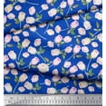 thumbnail image 3 of Soimoi Blue Silk Fabric Leaves & Rose Floral Printed Craft Fabric by the Yard 42 Inch Wide, 3 of 3