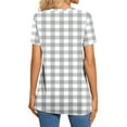 thumbnail image 5 of XUNKUSGA Plus Size Tops for Women Oversized T-shirts V-neck Plaid Shirt Trendy Striped Summer Tops with Button for Work Office,Business,Dating S-3XL, 5 of 7