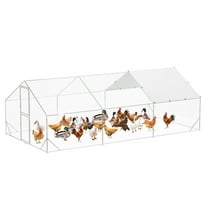 TROPOW Large Metal Chicken Coop, Walk in Chicken Runs with Cover for Yard, Large Chicken Coop with Double Door, Metal Chicken Pens for Outdoor Farm Yard (19.7'L x 9.8'W x 6.6'H)