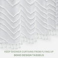 thumbnail image 4 of Stall Boho Shower Curtain White Tassel Woven Fabric Shower Curtain 54 x 72 Modern Farmhouse Textured Tufted Chevron Striped Minimalist for Bathroom, Closet Door, 4 of 10