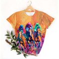 thumbnail image 3 of Tops de Ajuste Suelto para las Mujeres Nueva Manga Corta Cuello Redondo Suéter Caballo Casual Impreso Camiseta, Ligero Top de Verano, 3 of 6