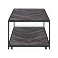 thumbnail image 3 of Benjara Metal Frame Coffee Table with Wooden Top and Bottom Shelf, Black and Brown, 3 of 4
