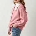 thumbnail image 4 of Xdegoge Girls Cardigan Sweaters Crewneck Long Puff Sleeve Open Front Knit Outerwear Cute Fall Winter Chunky Sweater Tops Warm Casual Knitwear for Kids School Wear, 4 of 8