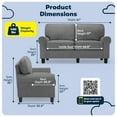 thumbnail image 2 of Serta Copenhagen 61" Rolled Arm Loveseat Sofa with Removable Covers Dark Gray, 2 of 16