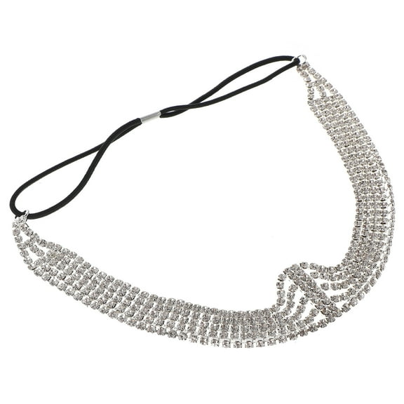 LITINKIMI Rhinestone Metal Headband Bridal Hair Band Silver Alloy 1Set