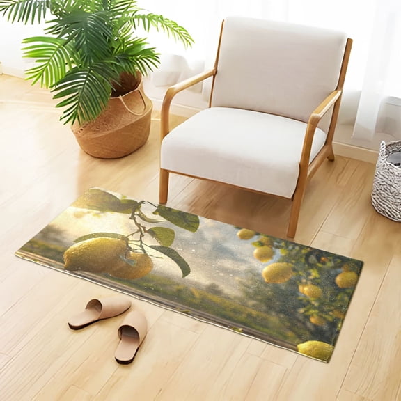 Lemons Leaves Sunlight Bathroom Rug Non Slip Bathroom Mats Entry Door Soft Carpets for Kitchen Bedroom Living Room 39x20 inch