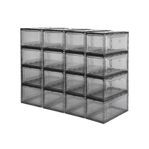 Zapatera Apilable Alexa Humo Set de 16 Piezas AGBOX | Organización Eficiente y Modular para Maximizar tu Espacio