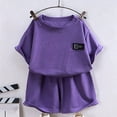 thumbnail image 2 of XAOFW Boys Girls Outfits Short Sleeve Knit Graphic Tees Shorts Kids Summer Comfortable Clothes Sets 11-12 Years, 2 of 3