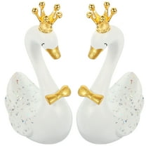 HOOWIFFY 2Pcs Swan Miniature Statue White for Food Decor on Valentine's Day