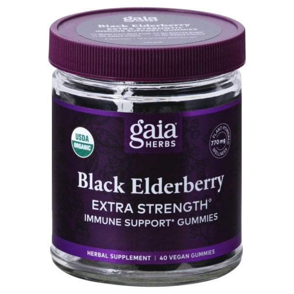 Gaia Herbs Black Elderberry Extra Strength Immune Support 40 Vegan