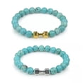 thumbnail image 2 of HOOUN Stone Beaded Bracelet Fitness Dumbbell Shape Vintage Bangles Barbell Wristband#-10, 2 of 9