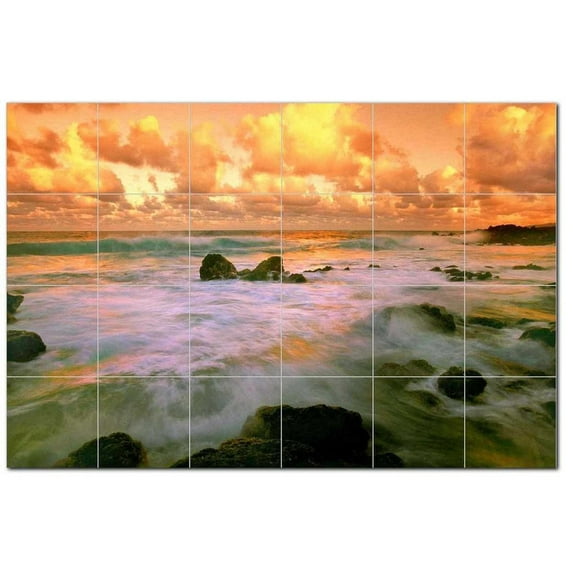 Sunset Photo Ceramic Tile Mural Kitchen Backsplash Bathroom Shower, 405914-XL64
