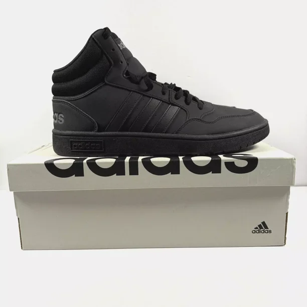Adi - das Hoops 3.0 Mid Shoes Mens 12 Black Mid Cut Basketball Inspired GV6683