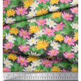 thumbnail image 2 of Soimoi Gray Cotton Voile Fabric Leaves & Lotus Floral Print Print Fabric By the Yard 42 Inch Wide, 2 of 3