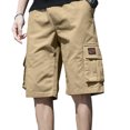 thumbnail image 5 of zeranth Men Cargo Shorts Loose Straight Multi Pockets Elastic Waist Casual Knee Length Deep Crotch Breathable Men Summer Sport Streetwear Shorts, 5 of 7