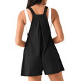 thumbnail image 4 of Fantaslook Womens Rompers Waffle Pleated Casual Jumpsuit Adjustable One Piece Jumper Loose Shorts Overalls with Pockets, 4 of 9