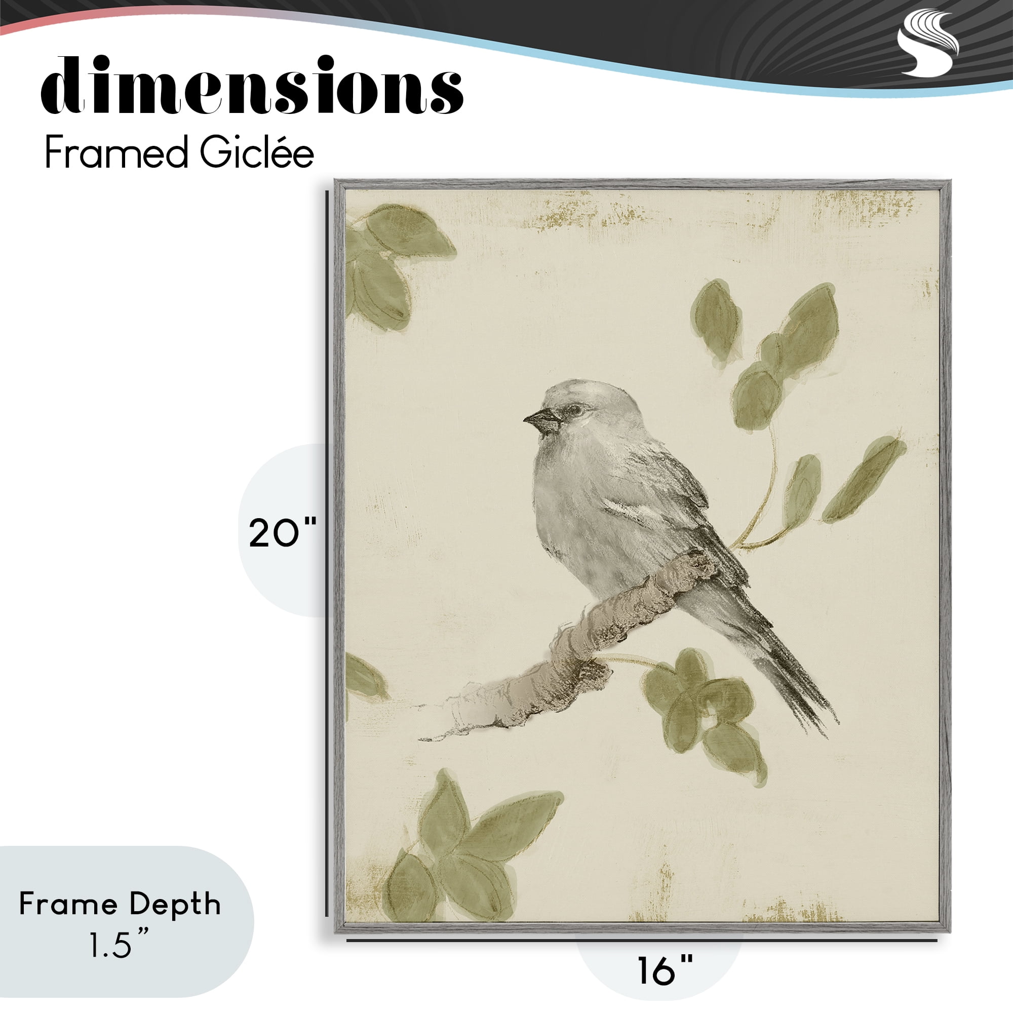 Stupell Industries Bird Scene on Neutral Gray Framed Giclee Art, design by Lanie Loreth