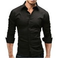 thumbnail image 3 of Men's Slim-fit Long-sleeved Solid Color Simple Formal Shirt, 3 of 9