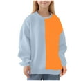 thumbnail image 2 of AUNVITO Kids Fleece Pullover Color Block Print Long Sleeve Crewneck Sweatshirt Cozy Winter Casual Top 2-14Y, 2 of 6