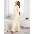 thumbnail image 3 of MINTREUS Lounge Sets for Women Knit Short Sleeve Tops and Long Pants Soft Comfy Pajamas Set Oversized 2 Piece Outfits S-2X, 3 of 8