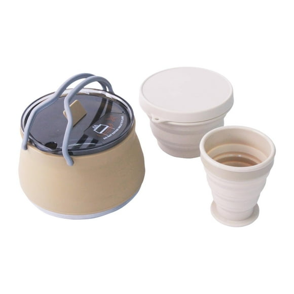 Hervidor de agua plegable para acampar, cafetera, tetera, hervidor compacto para hervir agua. Caqui