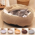 thumbnail image 2 of Small Dog Bed Cat Bed with Hooded Blanket Cozy Cuddler Orthopedic Puppy Pet Bed Donut Round Dog Burrow Cat Cave Anti-Slip Bottom ShopWise Round, 2 of 11